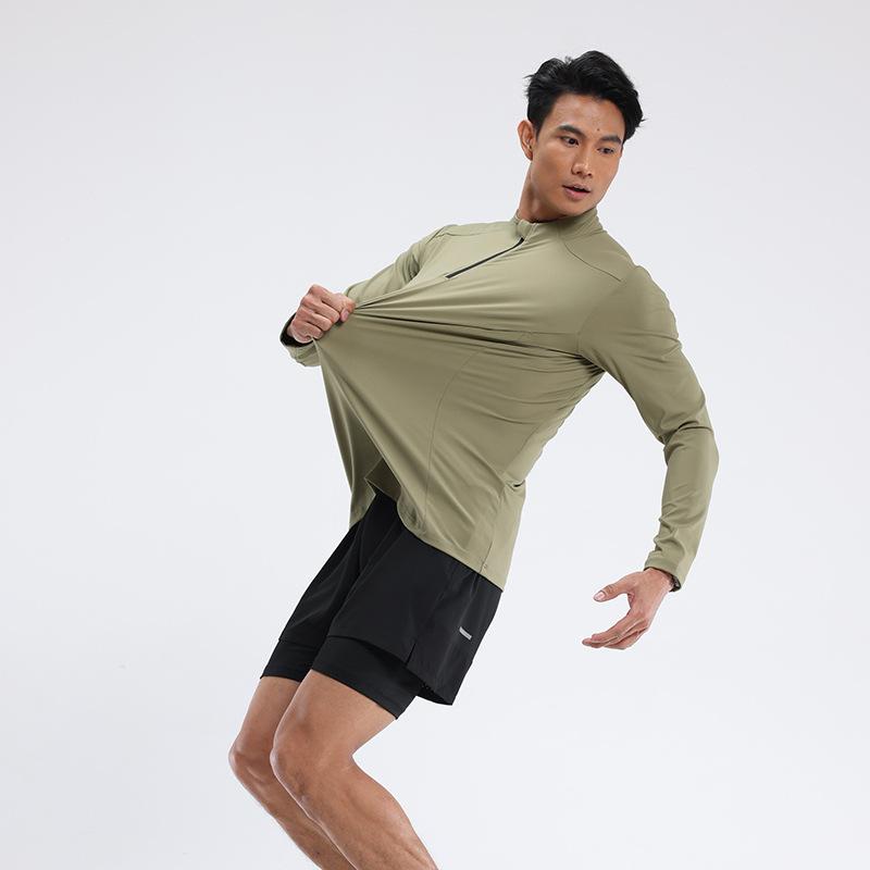 Tシャツ メンズ ハーフジップ 長袖 速乾 スポーツ アウトドア トレーニング ランニング フィットネスウェア 春物 シンプル 軽量 ストレッチ 伸縮性