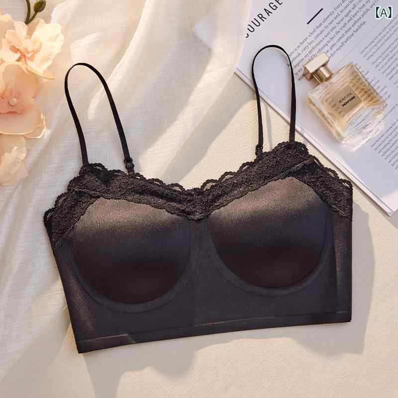 ブラ 女性用 無痕 さつ面 美背 集める 法式 レース 吊り帯 一体型 固定カップ 薄型 背心 ブラジャー フルカップ 薄模カップ コットン 固定肩帯 ストラップレス タイプ 純欲風 スタイル ニチル ポリウレタン 快適 サイド 収集 上托 ブラック 肌