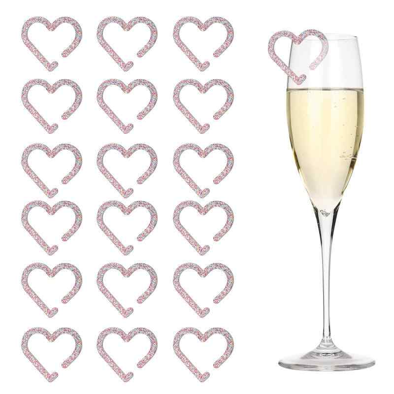 [PATIKIL] 50個 ハート型ドリンクタグ、アクリル製ワイングラスマーカー パーティー・ウェディング・誕生日・イベント用アクセサリー カラフル