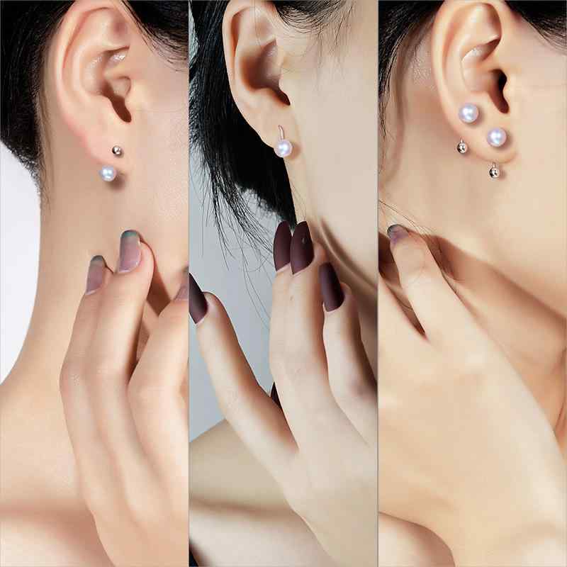 帕拉伊巴 - イヤリング 女性用 淡水パール 天然 ミルクホワイト ピンク系 ラベンダー 925シルバー 丸珠 ねじ込み式 法式 復古 高級感 ファッション 通勤 気質 アクセサリー 軽量 日常使い シンプル デザイン 幾何学 形状 自然 スタイル