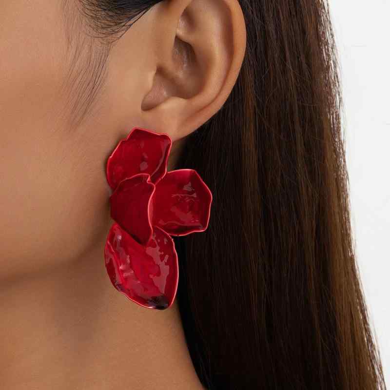 粉红色 - イヤリング 花びら 花モチーフ 女性用 かわいい クリア スイート スタイル 赤 秋 ファッション アクセサリー 軽量 合金 電気メッキ加工 気質 百搭 華やか 装飾品