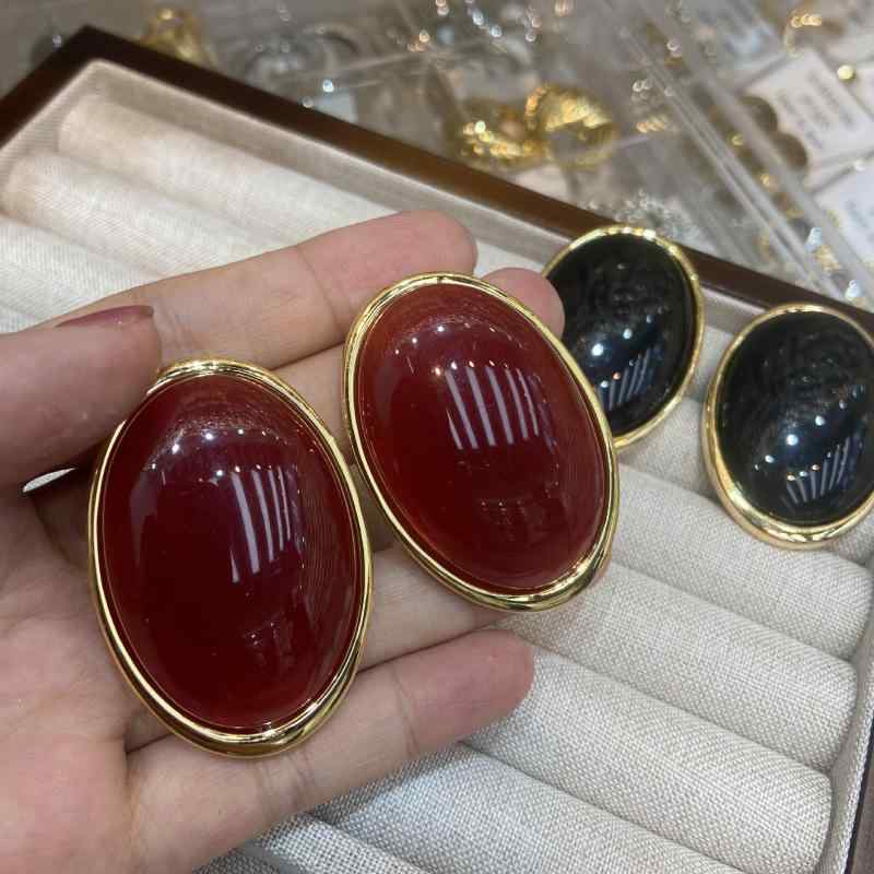 Cubic Zirconia - イヤリング 女性用 秋冬 復古 滴油 楕円 耳飾り 気質 黒 赤 星座 心形 花 蝶結 葉 波浪 幾何 動物 文字 十字架 花結び 流蘇 不規則 格子 雪花 星 音符 ハート チェーン 無限 星空 コンパス 点状 ラインストーン かわいい 芸術的 ファッ