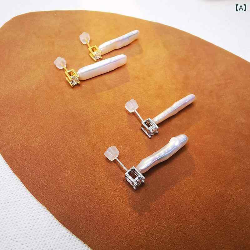 耳飾 女性用 天然淡水パール シルバーバー ジルコニア ドロップ かわいい 清新 甘...