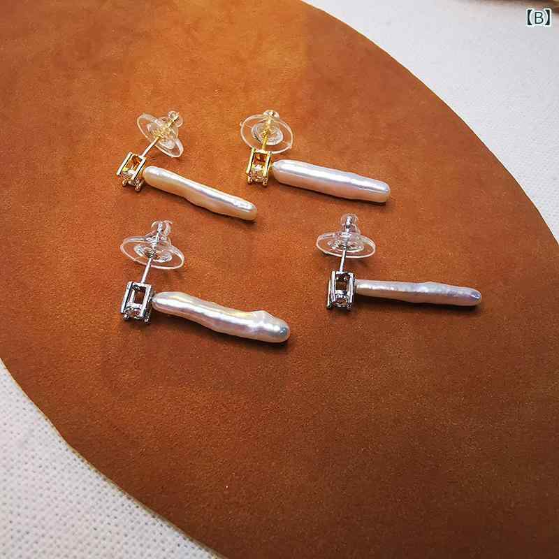 耳飾 女性用 天然淡水パール シルバーバー ジルコニア ドロップ かわいい 清新 甘...