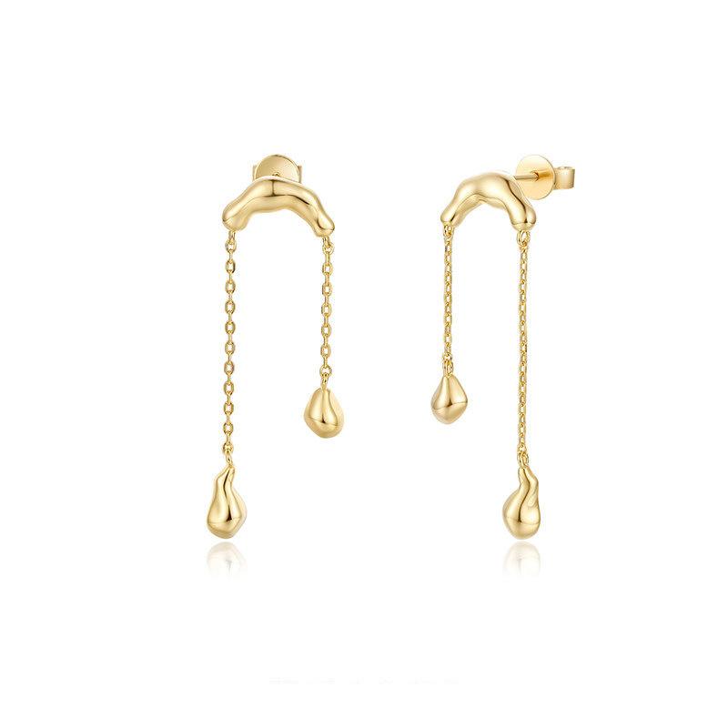 耳環 - イヤリング 女性用 復古 気質 流蘇 非対称 耳飾り 銀メッキ 加工 水晶 花 蝶 幾何 貝殻 星 アルファベット ストライプ フラワー ハート キャンディ インスピレーション スタイル オリジナル デザイン 露水 流動 アクセサリー