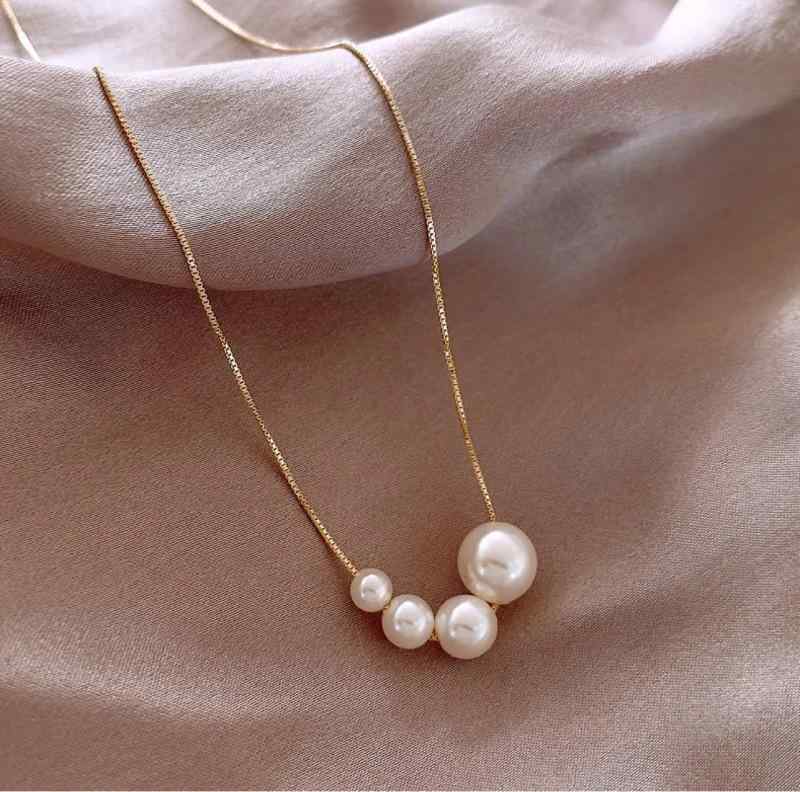 Rhodolite - ネックレス 女性用 珍珠 鎖骨チェーン ステンレス 軽量 自然素材 ファッション 通勤 アクセサリー 気質 デザイン 欧米スタイル シンプル 41-50cm 調整可能 手作り 春夏
