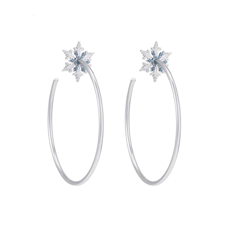 Tourmaline - イヤリング 女性用 雪花デザイン 大型丸型 耳飾り 星モチーフ 銀製 925銀 軽量 ファッション 華やか シンプル 自然素材 春夏 通勤用 普段使い かわいい アクセサリー
