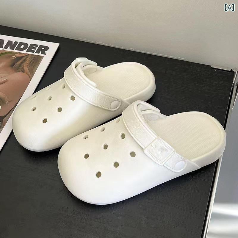 厚底サンダル 男女兼用 夏用 EVA素材 透気性 防滑 耐摩耗 包頭デザイン 注塑底 3.5cm以上厚底 日常レジャー ビーチサンダル ルームシューズ クッション性 軽量 ホワイト ブラック ブラウン アイボリー ユニセックス 情侣用 セット趾 クリアカ