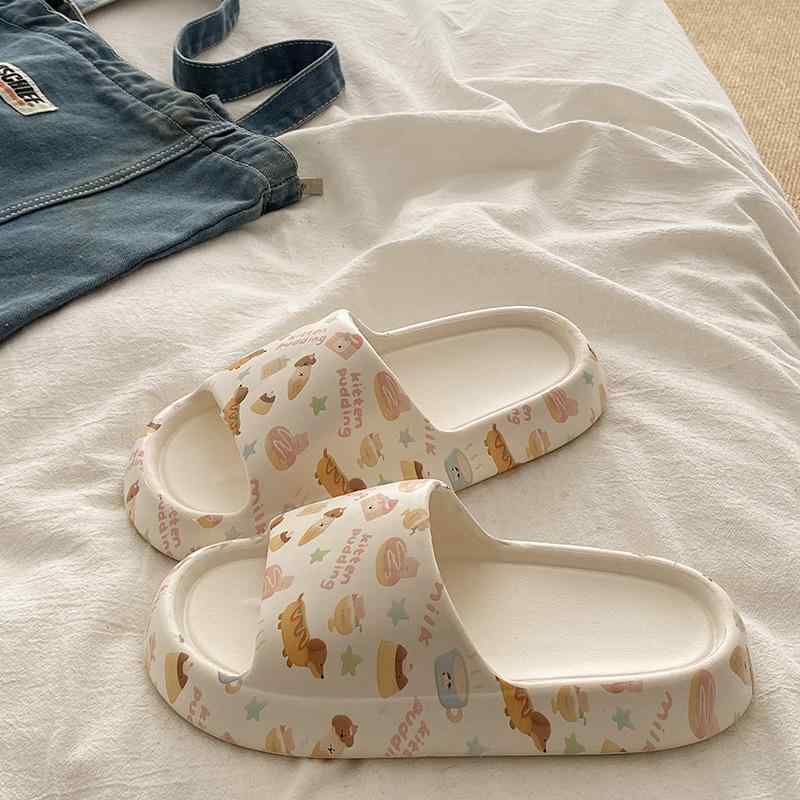 サンダル 男女用 EVA クッション かわいい 犬柄 プリント 夏用 防水 防滑 室内履き 通気性 軽量 柔らか底 丸トゥ デイリー カジュアル ..