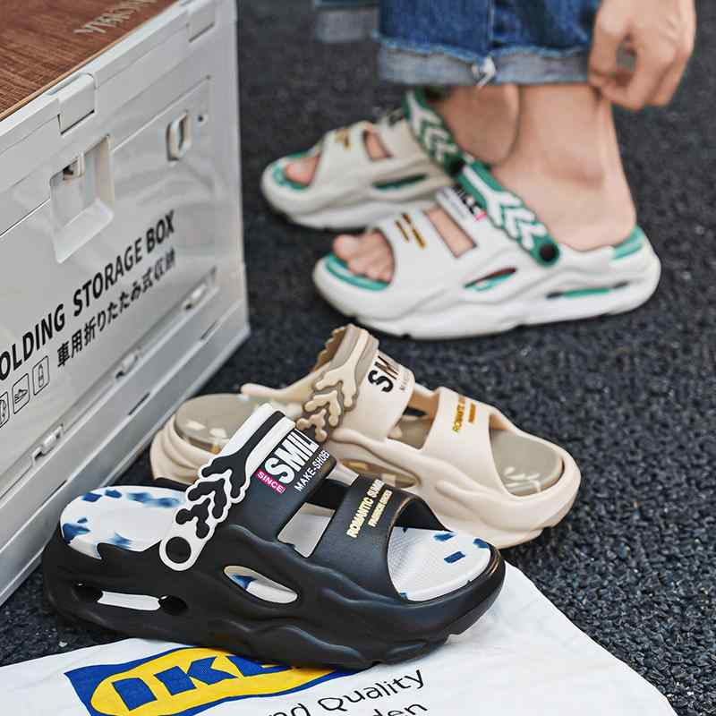 メンズサンダル 春夏 露趾 ビーチシューズ 男性用 休日用 防滑 EVA素材 柔らかい底 疲れにくい 運転快適 ユニセックス クロスボーダー 軽量 吸湿速乾 通気性 ホワイトグリーン ベージュ ブラックホワイト ブラックブルー ライトグリーン グレーブラ