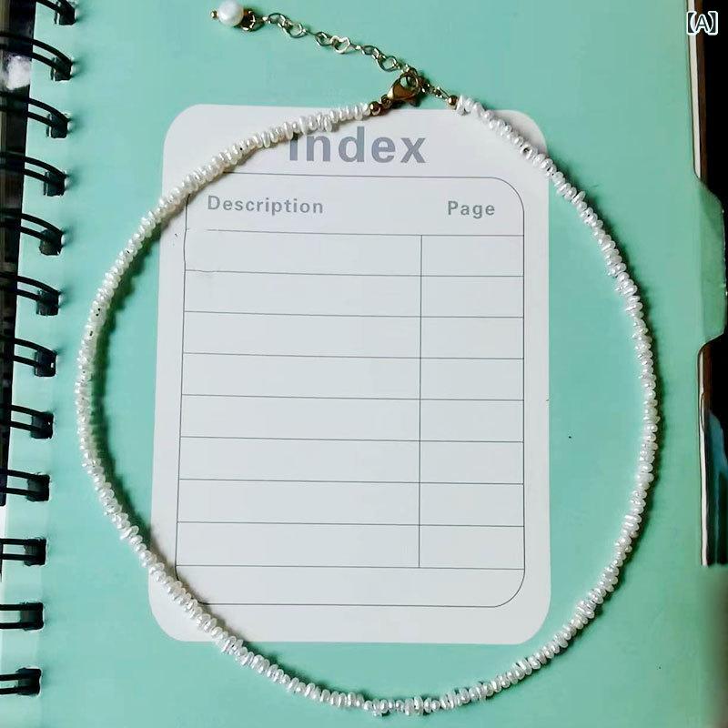 Pearl White - レディース ネックレス 淡水パール ミニ ベビーパール 天然石 細身 鎖骨チェーン シンプル 気品 白色 復古 宮廷風 民族風 国風 アクセサリー ジュエリー 軽量 細やか かわいい 普段使い 通勤 レイヤード 伸縮性 調整可能 31cm 40cm