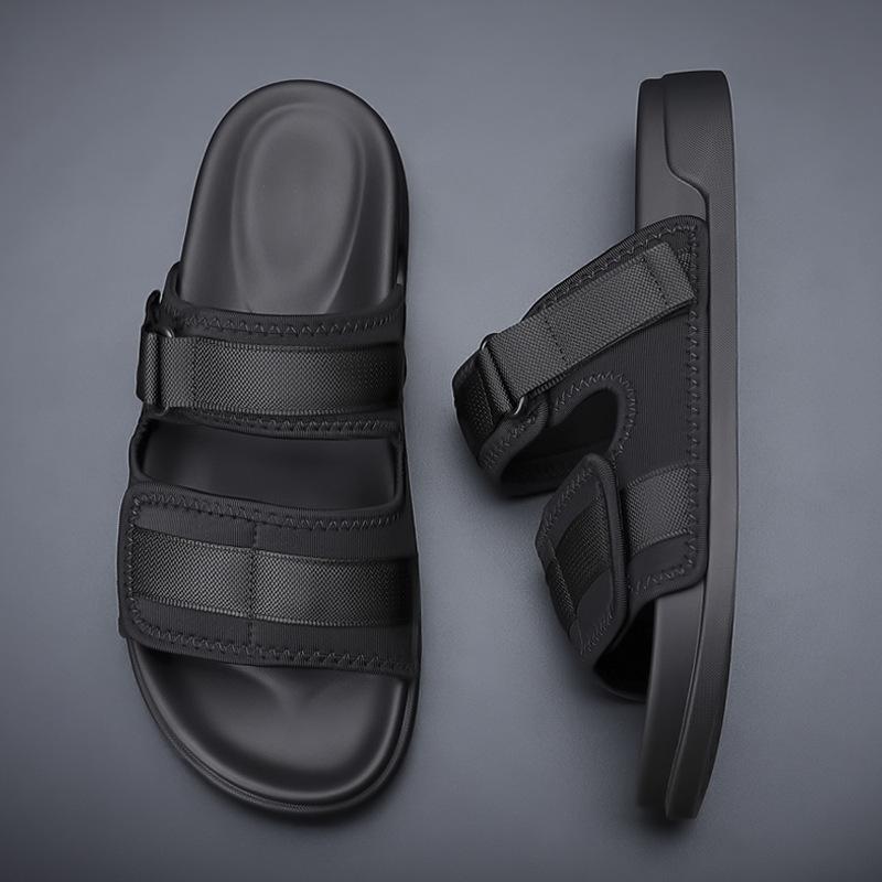 メンズ ビーチサンダル 夏用 防水 防滑 ソフトソール 布面 ポリウレタン底 黒 ミルクキャラメル 迷彩 カジュアル 足元カバー 軽量 快適 通気性 ビーチ プール 屋外 普段使い ストリートスタイル