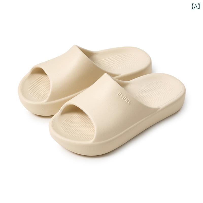 サンダル 男女兼用 EVA素材 室内用 静音 防臭 防滑 浴室用 夏用 クッション性 軽量 厚底 1.5cm 3.5cm クリームホワイト レモンイエロー 桜ピンク アクアブルー ブラック ミルクティーブラウン 日常カジュアル クッション付き 通年対応