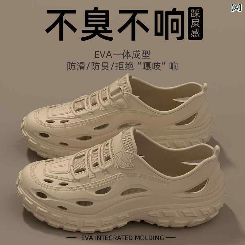 サンダル 男女兼用 夏季 透気 防滑 耐磨 EVA素材 厚底 包頭 洞洞 クロッケー 穴あき デザイン 軽量 クッション性 運転用 ビーチ 歩きやすい かかと付き ルーズフィット かき色 ホワイト ブラック 春夏 アウトドア 室内履き 通勤 通年 カジュ