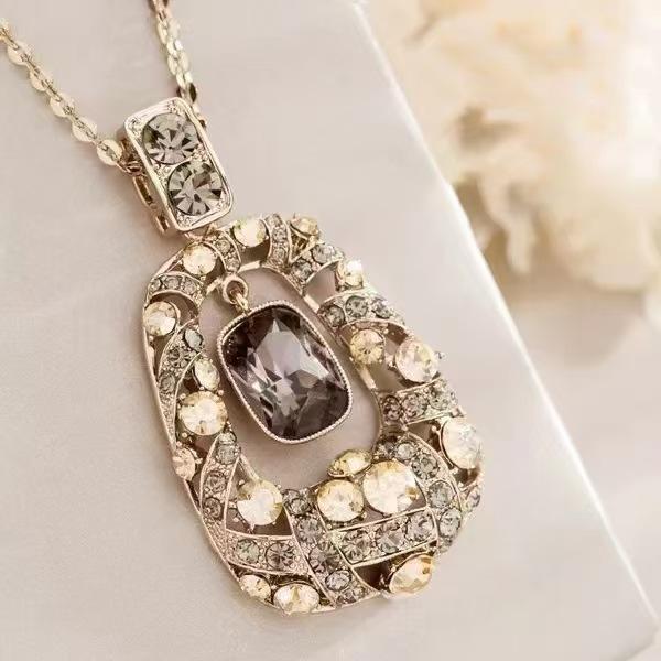 Cubic Zirconia - 毛衣チェーン 長アイテムチェーン 女性用 韓国風 夏 シンプル ファッション ジュエリー アクセサリー 珍珠 流苏 垂れ飾り 幾何学 合金 人工宝石 蛇骨チェーン 垂れ付き 格子柄 長さ80cm以上 銀メッキ 金メッキ 水晶 ダイヤモンド風 猫 狐 フク