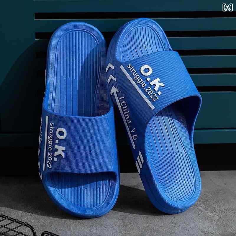 メンズ スリッパ セットフット 外出用 トレンド 防滑 夏用 家用 柔らかい底 厚底 浴室 室内 居間 男性用 靴 カジュアルスタイル PVC素材 軽量 伸縮性 吸湿速乾 ブルー ブラック グレー 普段使い アウトドア ビーチサンダル フラットシューズ