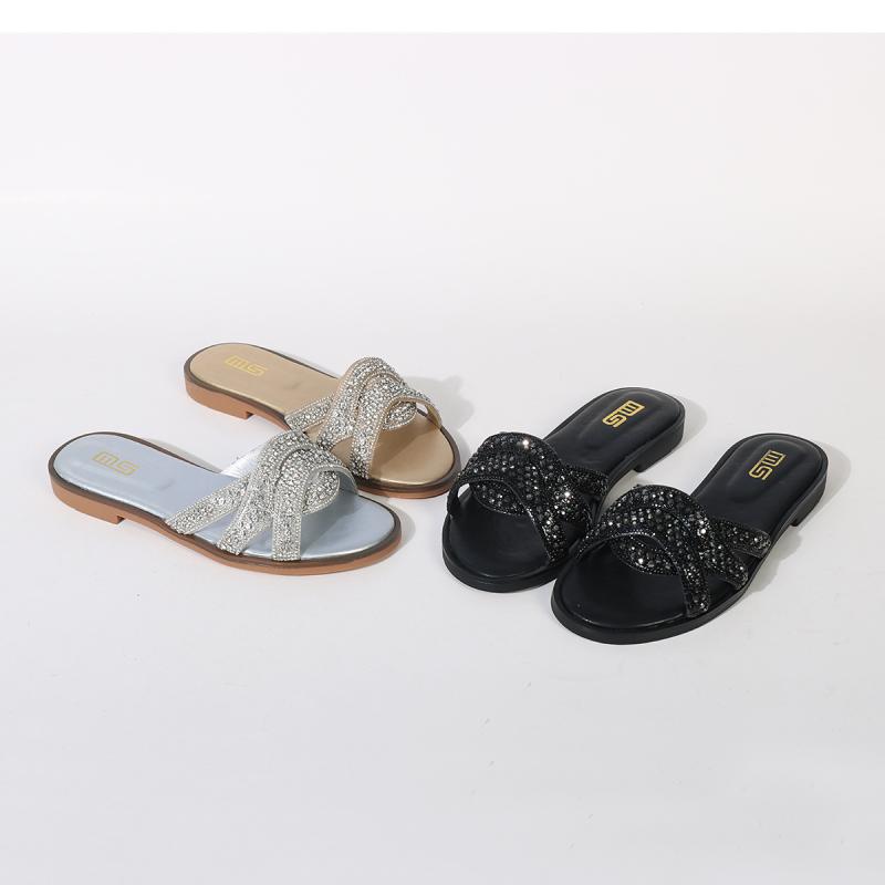 女性用サンダル 夏用 ビーチサンダル 旅行用 フラットシューズ 防水 ピンキー ライン シンプルスタイル 人造皮革 ラバーソール ブラック ブラウン シルバー ゴールド