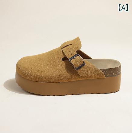 厚底サンダル 女性用 夏季 包頭 クッション 履きやすい ビーチサンダル 栗色 沙色 藕粉色 卡其色 軽量 伸縮性 吸湿速乾 ハイウエスト カジュアル 普段使い アウトドア