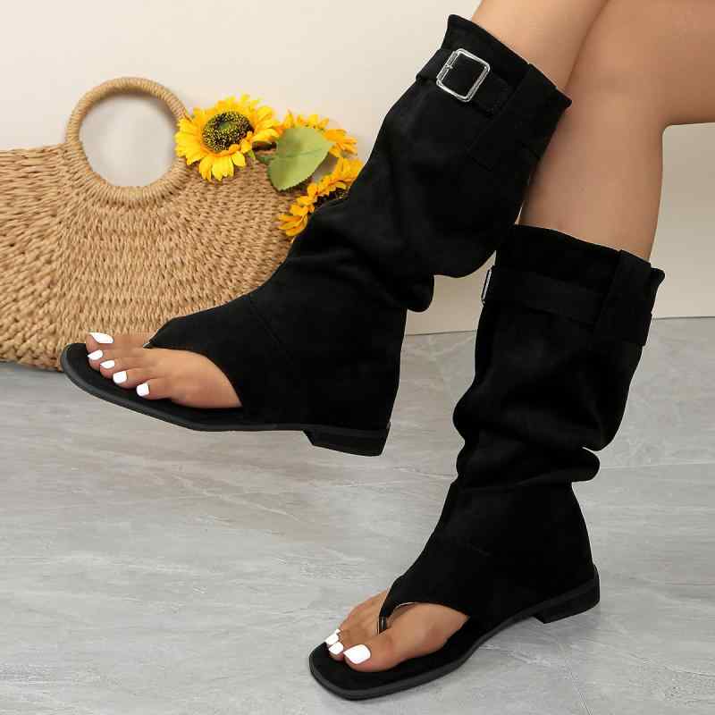 レディース サンダル 快適 方頭 トングサンダル 西施绒 シュリンク 素材 高幫 包跟 防滑 ゴム底 粘着加工 偽皮内張り 平底 黒 キャメル 通勤 普段使い 日常 春夏 軽量 伸縮性 吸湿速乾