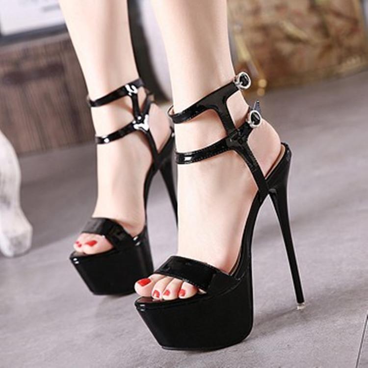 Women'S Shoes - サンダル 女性用 夏 超高ヒール 細ヒール ローマンスタイル セクシー 夜店向け 欧美風 丸頭 赤 黒 黒白 超繊維 皮質内里 ラバーソール PUインソール バックル着脱 軽量 通気性 伸縮性 足元おしゃれ