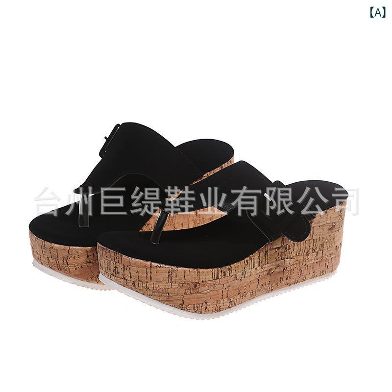 Women'S Shoes - サンダル 女性用 ローマ風 ストラップ ウェッジソール 丸トゥ バックル オープントゥ 夏用 ブラック ホワイト ピンク 軽量 伸縮性 PU素材 ラバーソール 通勤 普段使い 7.5cmヒール 大きいサイズ 接触冷感