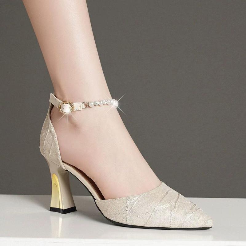 サンダル 女性用 少女用 春夏 尖頭 杏色 PU素材 細ストラップ バックル 細ヒール 通勤用 セクシー 軽量 伸縮性 吸湿速乾 ハイヒール 夏靴 歩きやすい フォーマル カジュアル