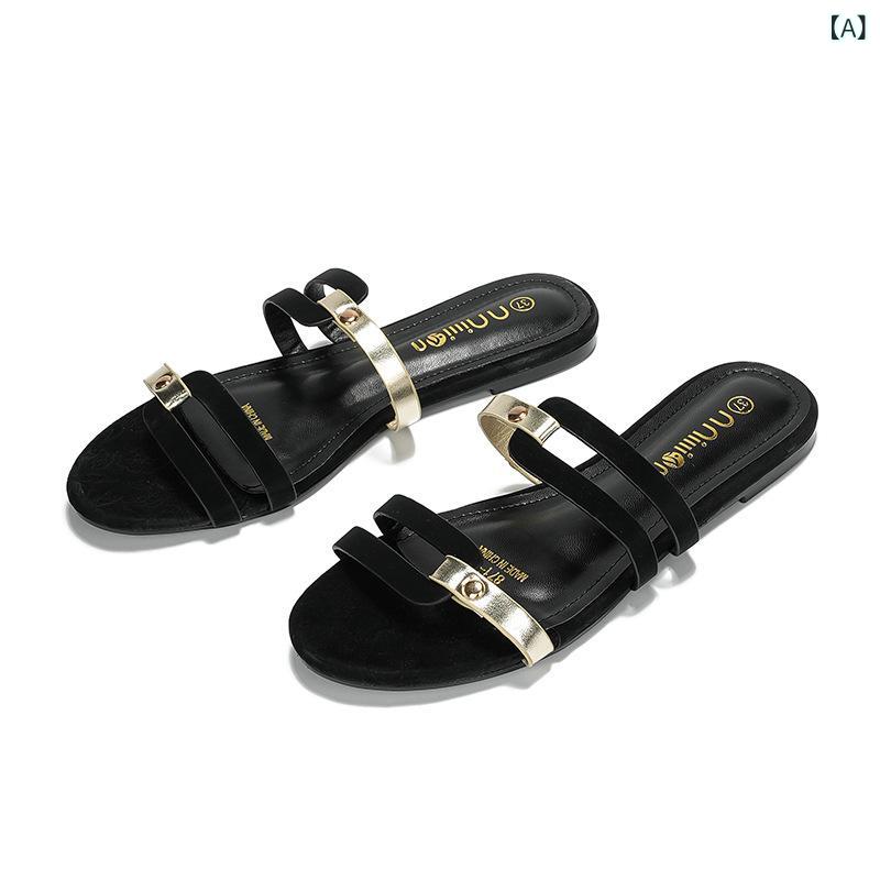 サンダル 女性用 夏 春夏 ビーチサンダル フラットシューズ 一文字デザイン ピンク系 ブラック ブルー系 ベージュ系 合成革 軽量 速乾 透気性 切り替え柄 日常使い カジュアル