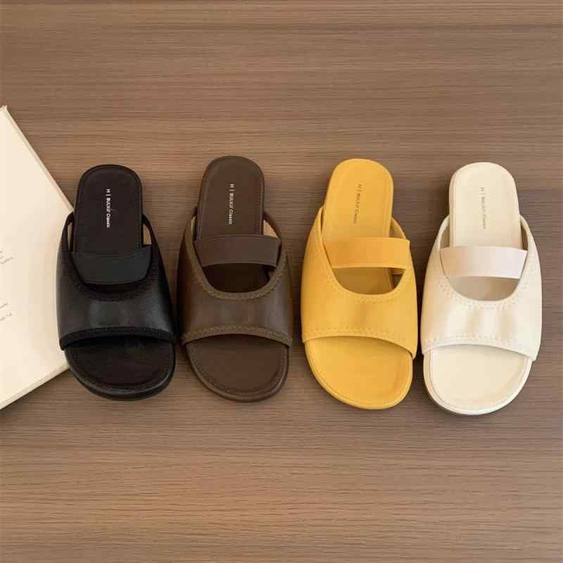 サンダル 女性用 春夏 ビーチサンダル ソフトソール 防滑 耐久性 ソフト 透気性 居家用 アウトドア リーガル カジュアル フラットボトム 一文字型 人造革 米白色 ブラック ブラウン イエロー 軽量 快適 普段使い 旅行 ビーチ