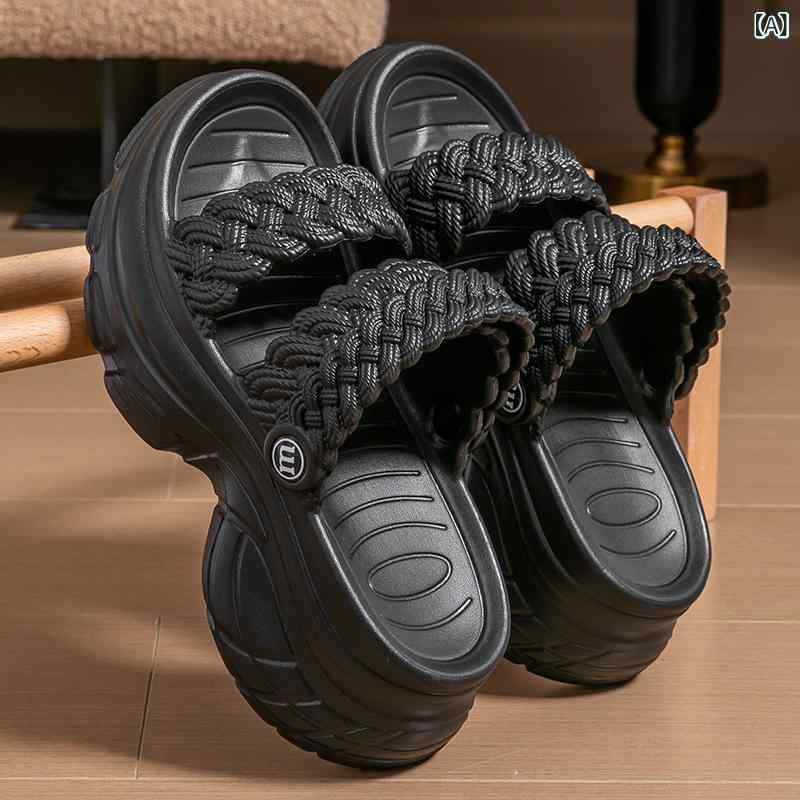 レディース 厚底 フラットサンダル 夏用 EVA素材 丸トゥ かわいいスタイル 増高 ルームシューズ 外履き 軽量 吸湿速乾 通勤 普段使い 部屋着 通用 白色 ブラック ベージュ