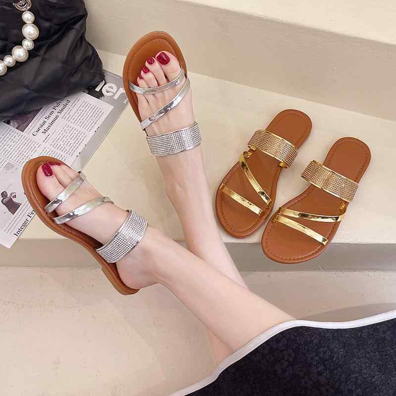 レディース フラットサンダル 露趾 春夏 ビーチサンダル 海辺シューズ かわいい スパンコール ワイドサイズ シルバー カラー ゴールド カラー 丸トゥ ラバーソール PU内張り 軽量 防水 普段使い 外出 春 夏 秋 冬 通年