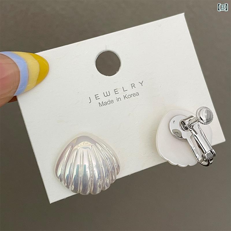 イヤリング 女性用 ノンホール 耳飾り アクセサリー 珠光アクリル 貝殻 モチーフ 9...