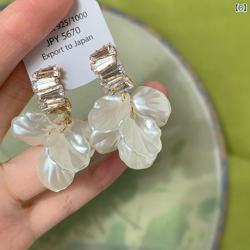 イヤリング 女性用 花柄 流蘇 貝殻 無穴 蚊香盤 耳クリップ 気質 百搭 高級感 耳飾...