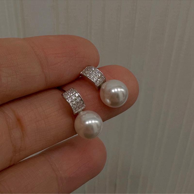 耳環 - イヤリング 女性用 シンプル 洗練 気質 C型 半円 シルバー 925純銀 ベビーパール 貝殻 デザイン ジュエリー アクセサリー ファッション 軽量 日常使い 華奢 ピンクゴールド調 白金色 春夏 トレンド 自然 モダン ギフト デイリー コーディネー
