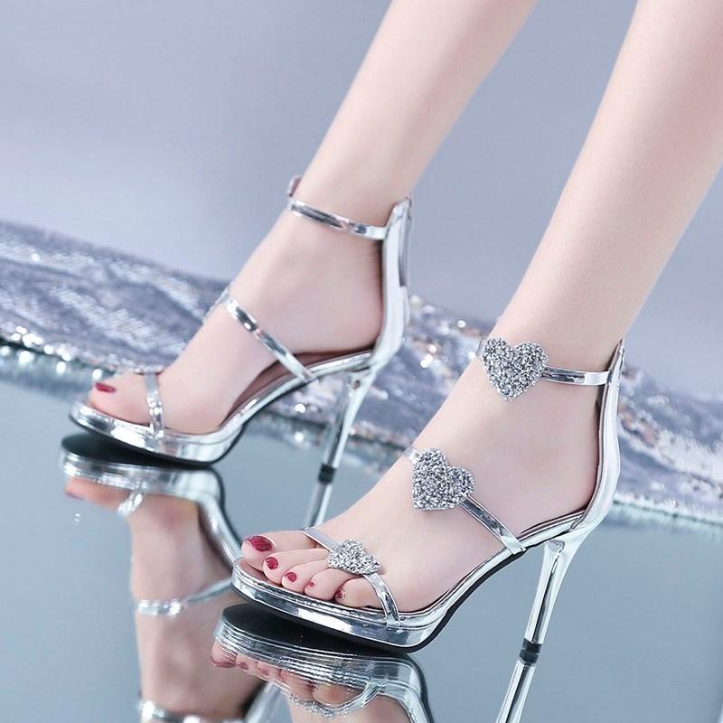 春夏 レディース 防水台 サンダル 細ヒール セクシー 切り替え デザイン ラウンドトゥ ゴールド シルバー ブラック 接触冷感 軽量 通気性 ビーチサンダル ハート スター 装飾 女性用 ハイヒール ショートブーツ スリングバック スタイル