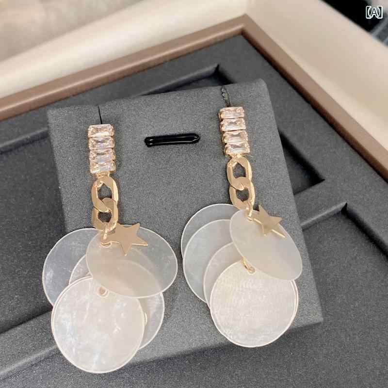 ピアス 女性用 水滴形 半透明 貝殻 夏 軽量 ファッション アクセサリー シルバー 9...