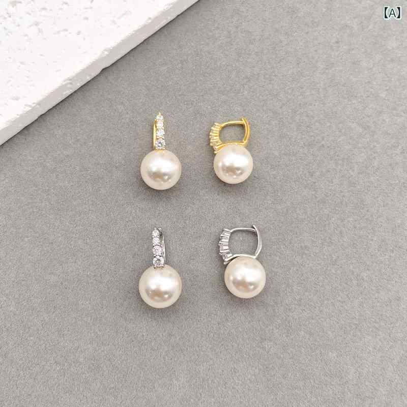 イヤリング 女性用 シンプル 気品 ジルコニア スタッド イヤーカフ パール ドロップ 花柄 デザイン 接触冷感 軽量 ファッション 通勤 普段使い 春夏 925銀 銅素材 ホワイト ゴールド 10mm 12mm かわいい アクセサリー