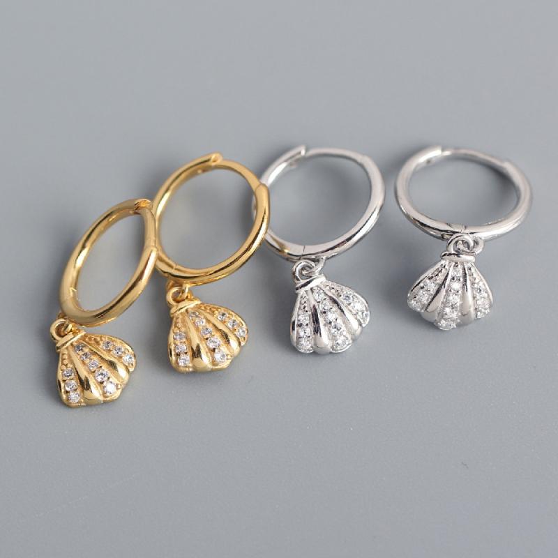 ・主な素材: 925銀・加工: インプラントダイヤモンド・スタイル: 個性風潮・カテゴリ: イヤーアクセサリー・流行要素: 貝殻・カラー展開: 白金色、黄金色