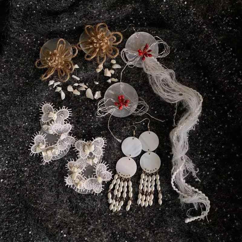 イヤリング 女性用 ベーシック 夏 丸型 貝殻 流蘇 デザイン シンプル かわいい 耳...