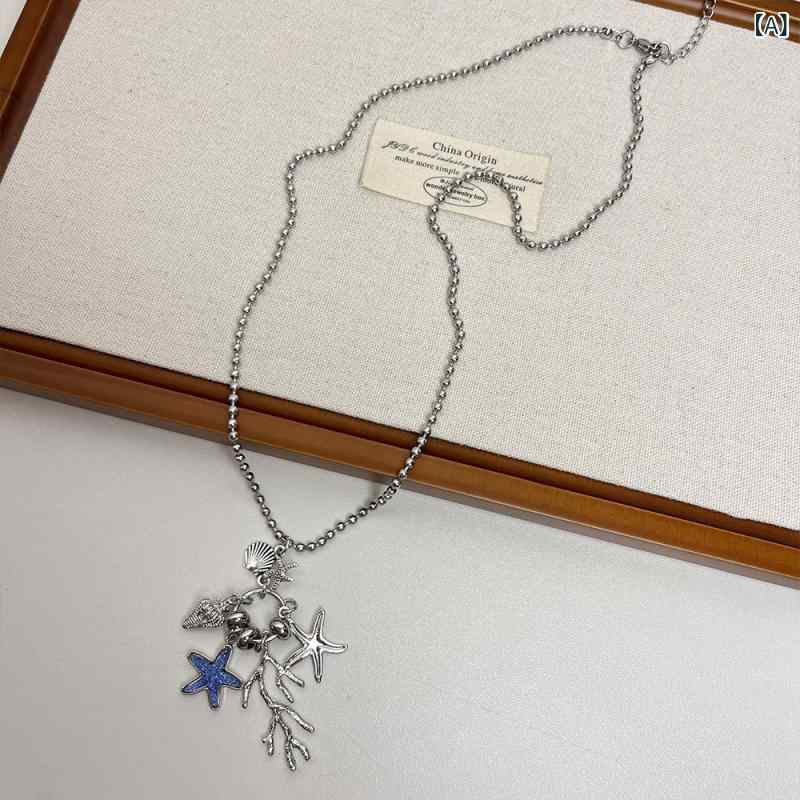 レディース ネックレス イヤリング セット 海星 貝殻 モチーフ 吊り下げ アクセサ...