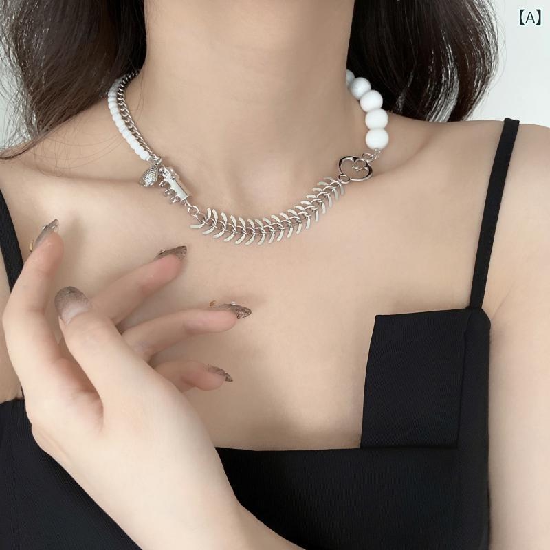 ネックレス イヤリング セット 韓国風 かわいい 甘め 女性用 魚骨チェーン 貝殻 ア...