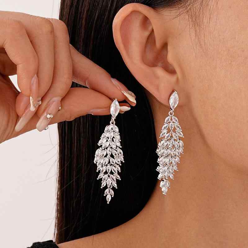 イヤリング 女性用 軽量 ジルコニア 麦穗 葉 流蘇 925銀針 合金 イエローゴールド 植物モチーフ 春夏 ファッション 通勤 優雅 高級感 欧米風 かわいい 耳飾り