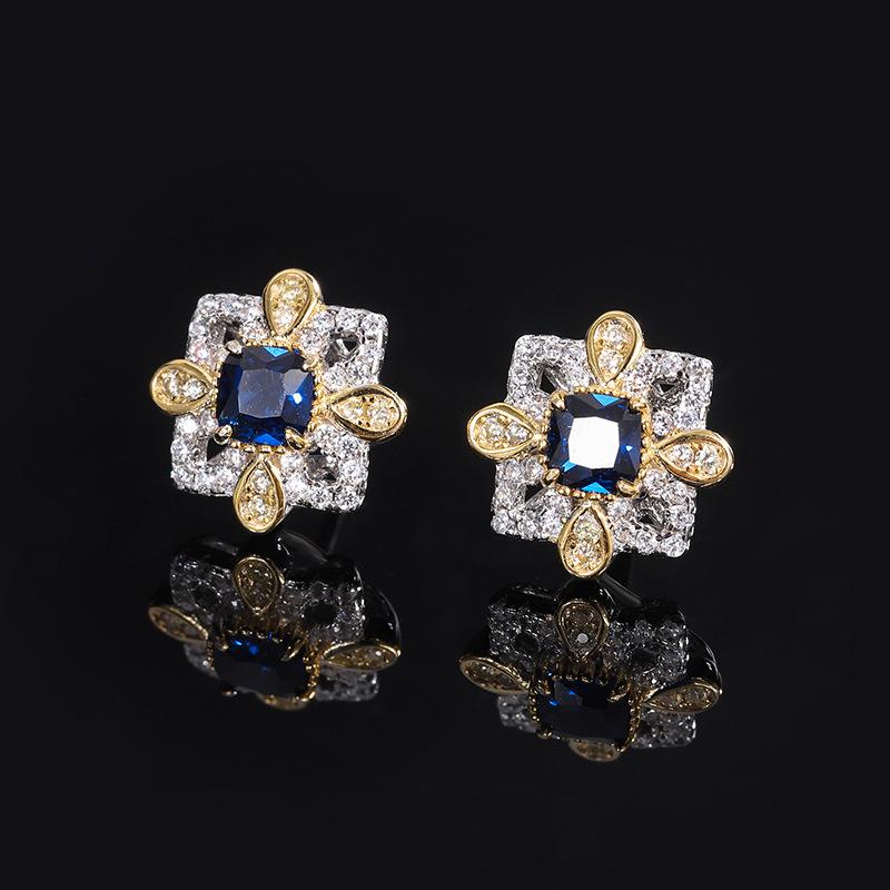Cubic Zirconia - イヤリング 女性用 赤コーラル風 グリーン ナノストーン ブルー ポイントクリスタル 花柄 ヴィンテージ シンプル 軽量 銅製 赤緑青 カラーバリエーション 夏向け ファッション 通勤 欧米風 セクシー エレガント アクセサリー 復古デザイン 華奢 日常