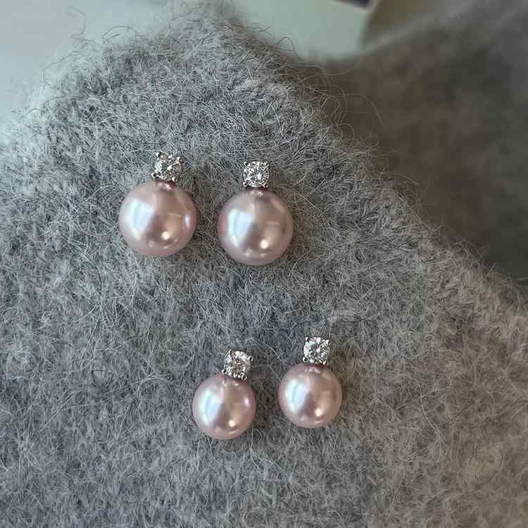 Amethyst - イヤリング 女性用 珍珠 イヤーカフ ファッション 通勤 軽量 電気メッキ加工 ジルコニア アクセサリー かわいい 気質 ローズ デザイン 10mm 12mm 8mm 14mm サイズ 選択 春夏 トレンド アクセント ジュエリー 女性向け 華やか スタ