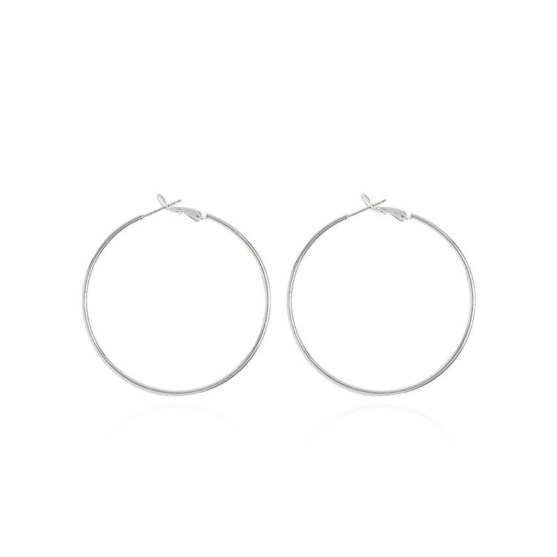 Cubic Zirconia - レディース イヤリング 耳飾り 大型 円形 シルバー ゴールド 925銀針 軽量 伸縮性 高級感 幾何学 ファッション 通勤用 春夏