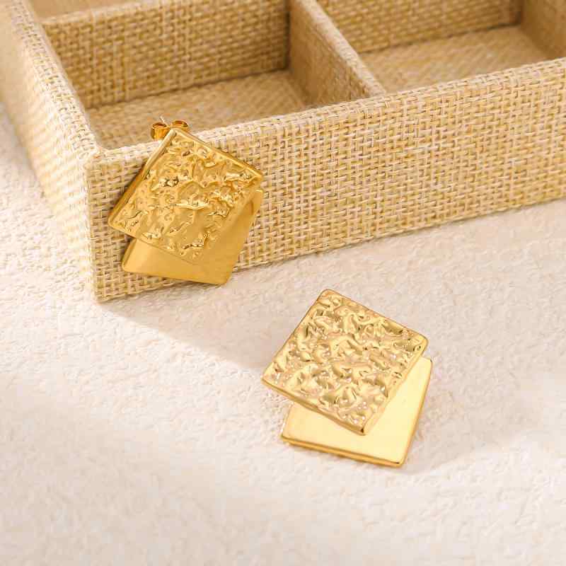 Amethyst - イヤリング 女性用 18K 電気メッキ加工 幾何学 デザイン 大型 ブロック 個性 切り替え 耳飾り 不锈钢 軽量 耐久性 春夏 ファッション アクセサリー かわいい 日常使い ゴールド シンプル モダン トレンド