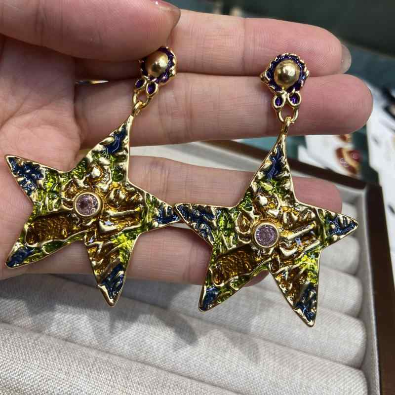 Tourmaline - イヤリング 女性用 ビンテージ風 銅製 星型 星座 ハート フラワー 葉っぱ ドロップ 動物 かわいい デザイン ゴールドカラー 秋冬 アクセサリー ファッション アクセント 軽量 シンプル 日常使い