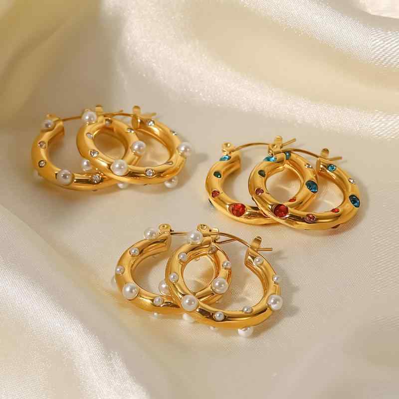Cubic Zirconia - レディース イヤリング 個性派 インスピレーション風 不锈钢 電気メッキ加工 円形 デザイン 珍珠 ジルコニア 装飾 幾何学 シルバー ゴールド カラー 春夏 流行 アクセサリー 耳飾り 女性用 普段使い 軽量 シンプル スタイリッシュ