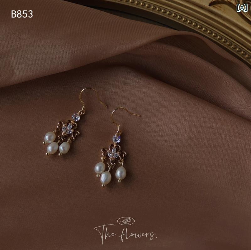 イヤリング 女性用 淡水パール 14K風 シルバー加工 手作り 復古宮廷風 気質 シンプル 幾何形状 夏向け 接触冷感素材 軽量 伸縮性 吸湿速乾 かわいい アクセサリー 日常使い 通勤用