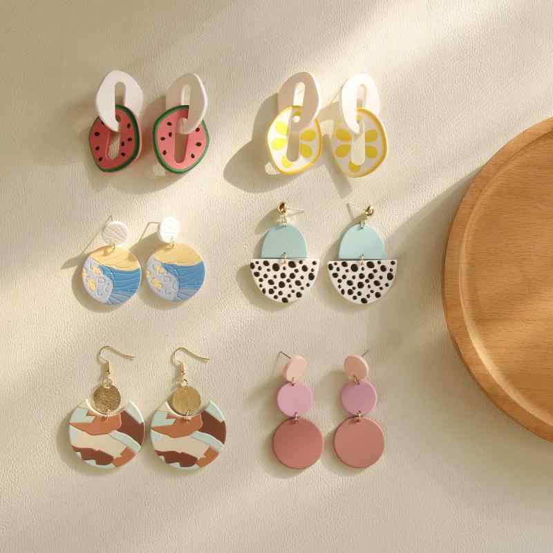 イヤリング ピアス 女性用 かわいい 韓国風 ピンク グラデーション 西瓜 レモン ドゥードゥー デザイン 水滴形 アクセサリー 個性的 ボヘミアン 復古 花柄 幾何学 軽量 普段使い