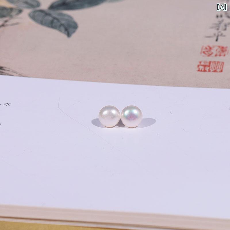Tourmaline - ピアス 女性用 天然淡水パール スタッド 純銀 S925 耳飾り 幾何学デザイン 清新 甘美 スタイル ホワイト パール ピンク パール パープル パール 5mm 6mm 7mm 8mm 9mm 10mm 微細 セッティング 自然 流行 アクセサリー ア